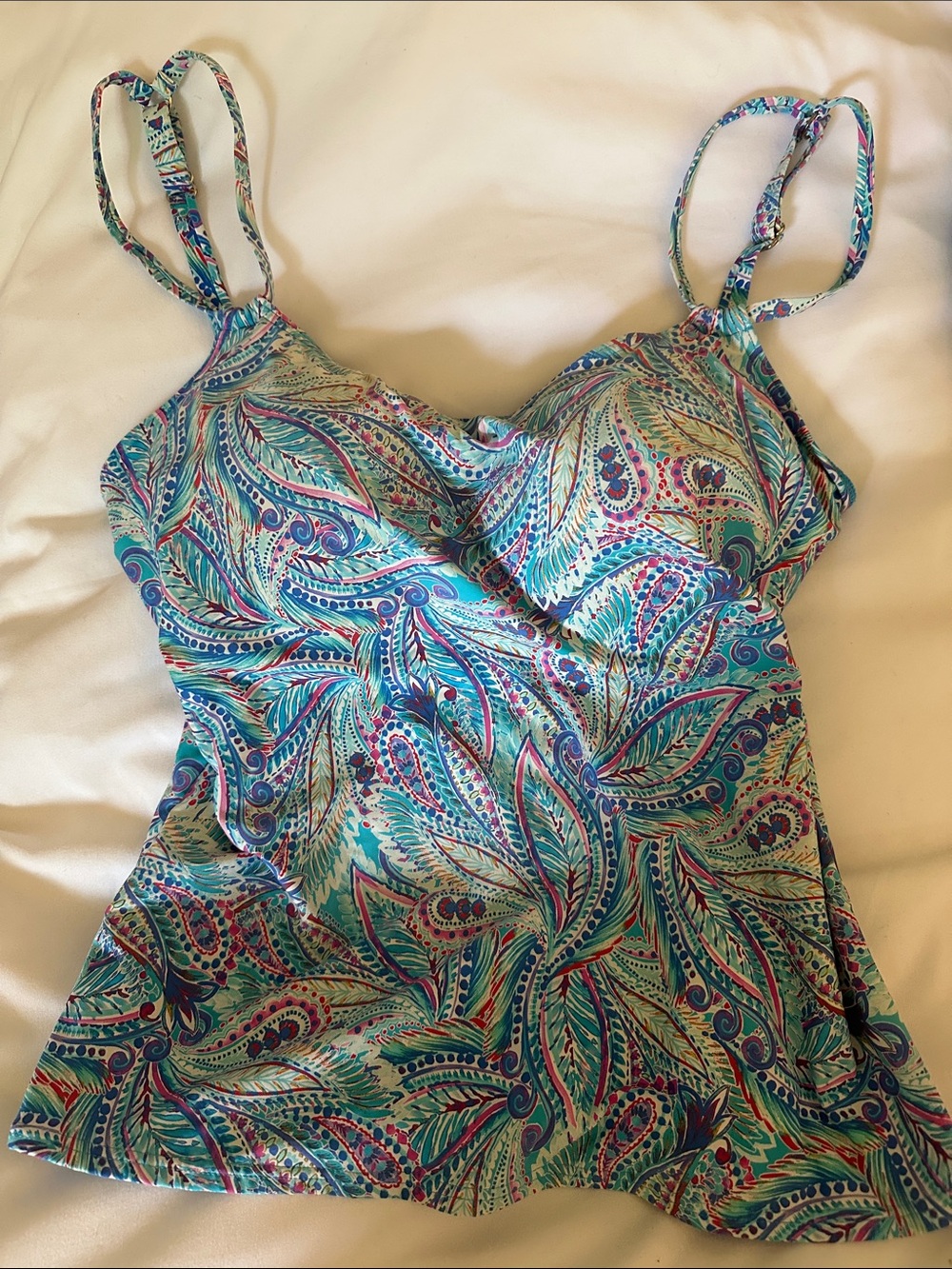 ORG $90 Teal Paisley One-Piece Tankini Swim Top - Women's Swim